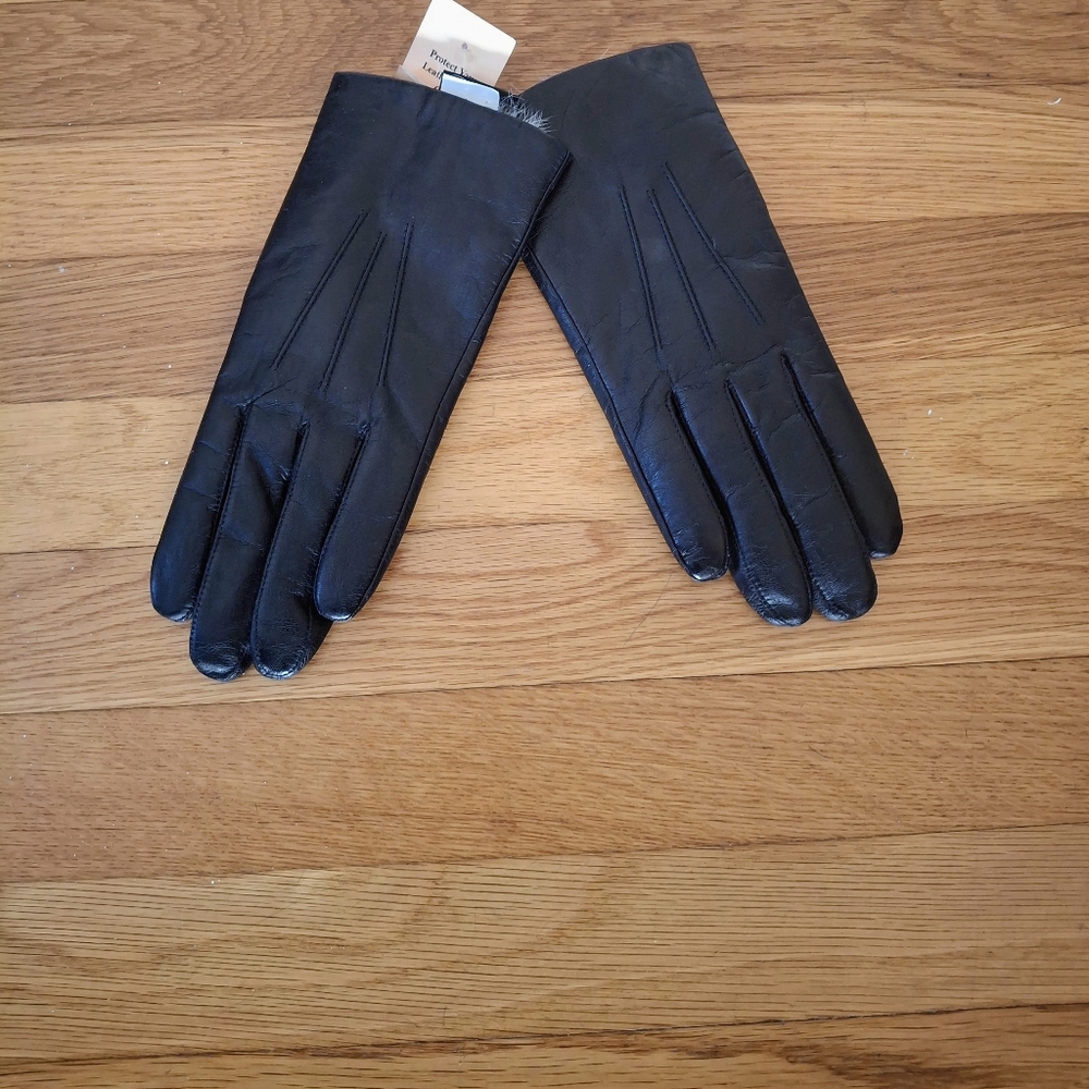 Wilson Fur Lined Ladies Black Leather Gloves Size XL Wilsons Leather